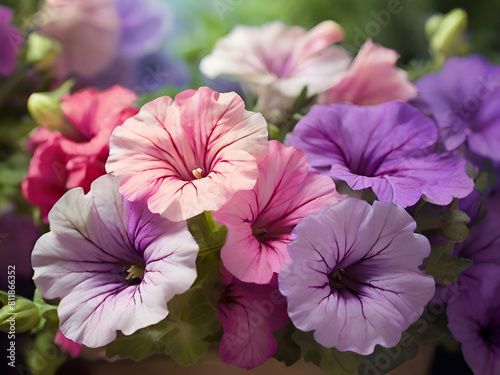 Petunia flowers ,pink flowers in garden