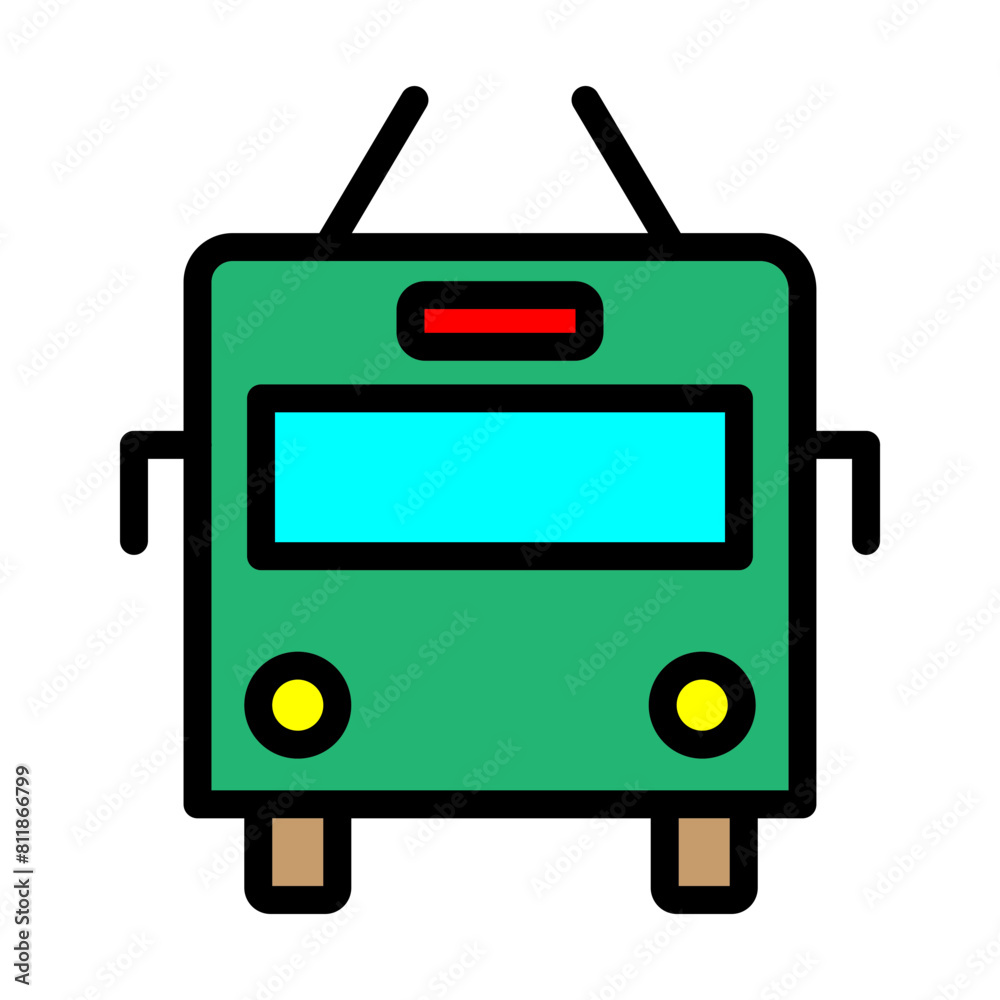 Trolleybus Line Filled Icon Design Trolleybus Line Filled Icon Design