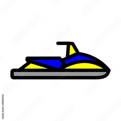 Jet ski Line Filled Icon Design