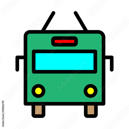 Trolleybus Line Filled Icon Design