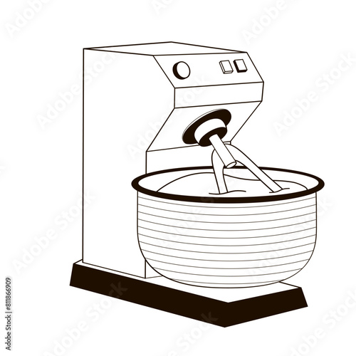 professional dough kneading machine color vector illustration