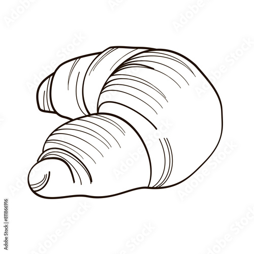 French croissant black and white vector illustration