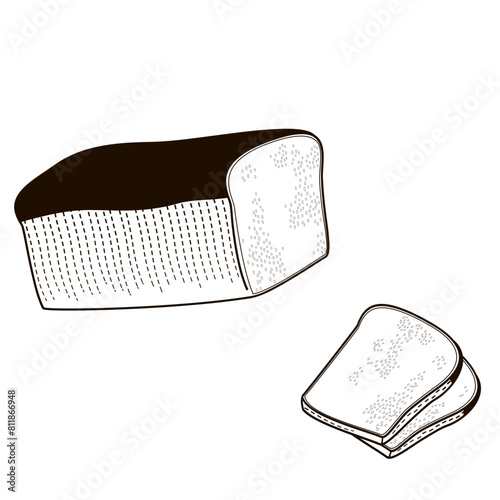cut loaf of brown  bread and two slices of bread