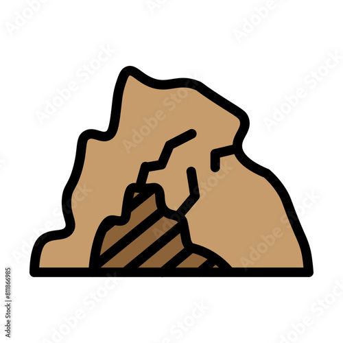cave Line Filled Icon Design