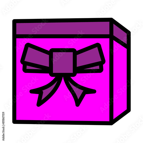 Package with a bow (for gift delivery) Line Filled Icon Design