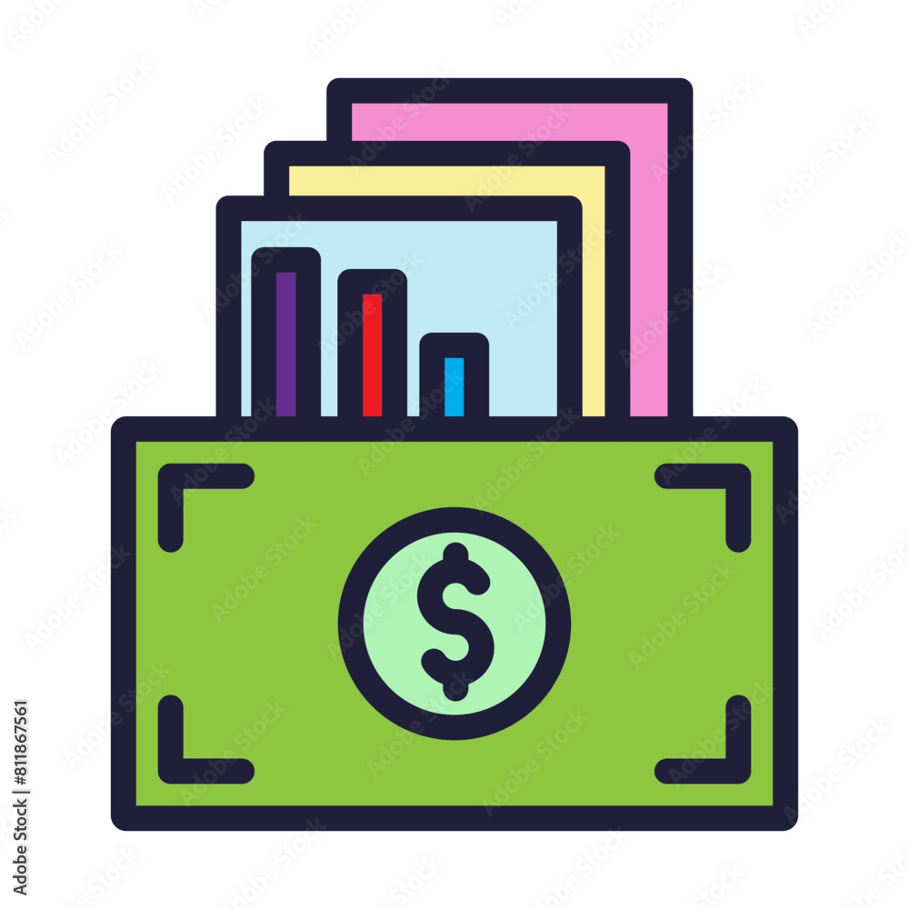 Financial Modeling Line Filled Icon Design Financial Modeling Line Filled Icon Design