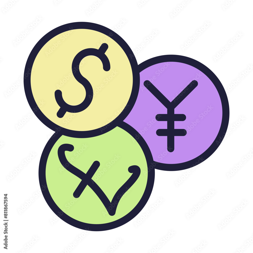 Foreign Exchange (Forex) Trading Line Filled Icon Design Foreign Exchange (Forex) Trading Line Filled Icon Design