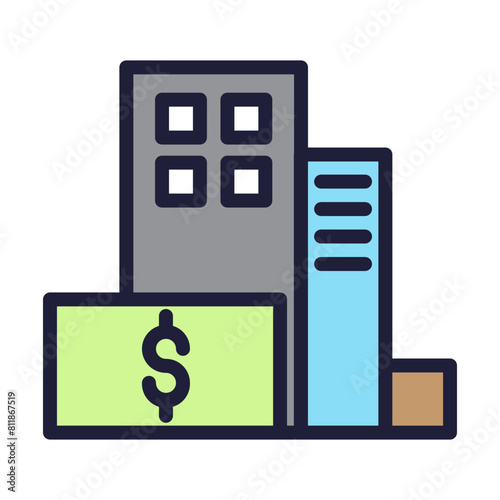 Corporate Finance Line Filled Icon Design