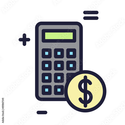 Accounting Line Filled Icon Design