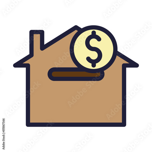 Real Estate Investment Line Filled Icon Design