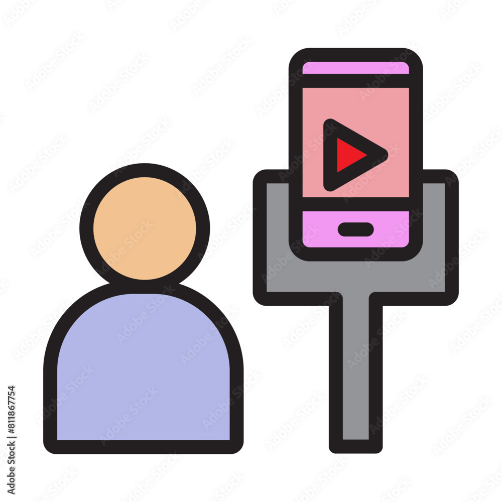 Travel Vlogging Line Filled Icon Design