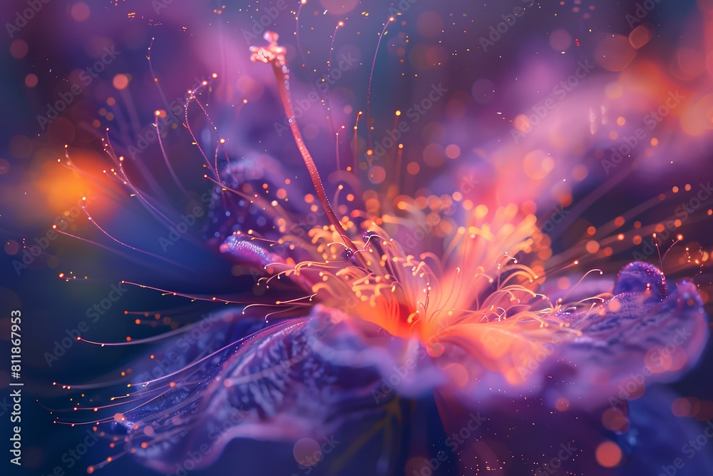 3D rendering. Abstract glowing flower.