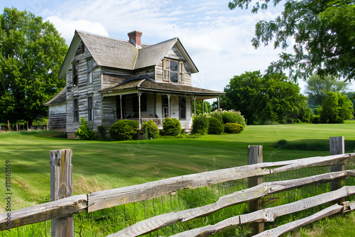 Wooden fence and wooden house.