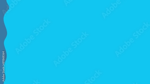 Blue white fluid wave motion graphic transition on dark blue background.