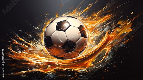 A football spinning  with a sense of energy and fluid motion