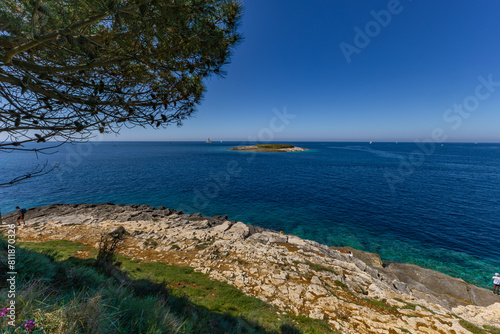 Fototapeta Naklejka Na Ścianę i Meble -  Istria Kamenjak Peninsula beautiful beaches high cliffs for jumping into the water wild nature