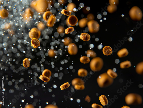 A close up of some brown sugar falling into the air. photo