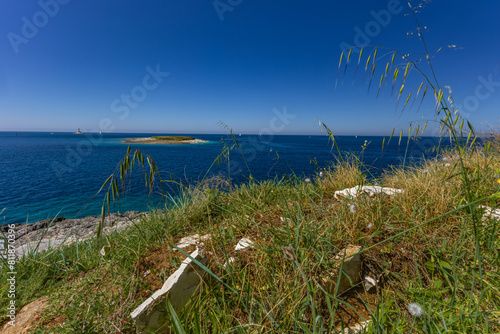 Fototapeta Naklejka Na Ścianę i Meble -  Istria Kamenjak Peninsula beautiful beaches high cliffs for jumping into the water wild nature