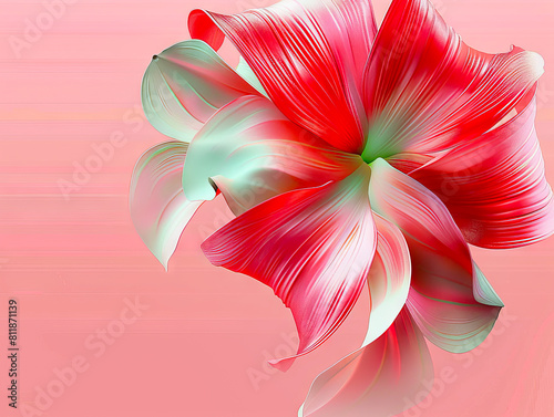 A pink flower with white petals on a white background. photo