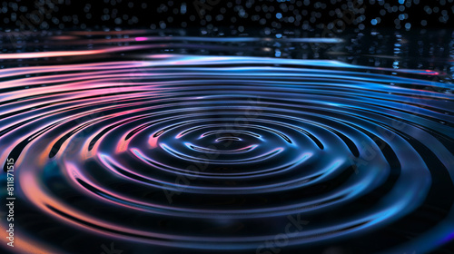 A water ripple with a blue and purple color. photo