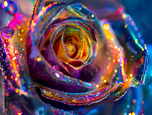 A rose with water droplets on it. photo