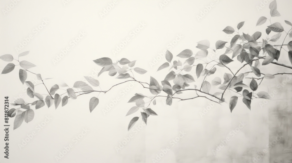 leaves branches plants hand drawn pencil minimalistic background