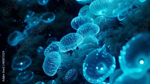 glowing jellyfish in water