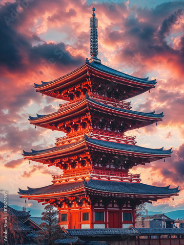 Yasaka Tower Kyoto, beautiful lighting, epic sunset, real photography, real style, intricate details, photo, hyper-realistic, 8K, Photograph