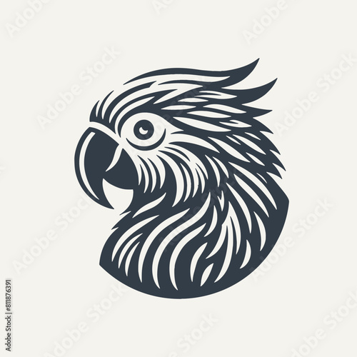 Wallpaper Mural Round Parrot Logo Icon. Woodcut engraving style vector illustration. Torontodigital.ca
