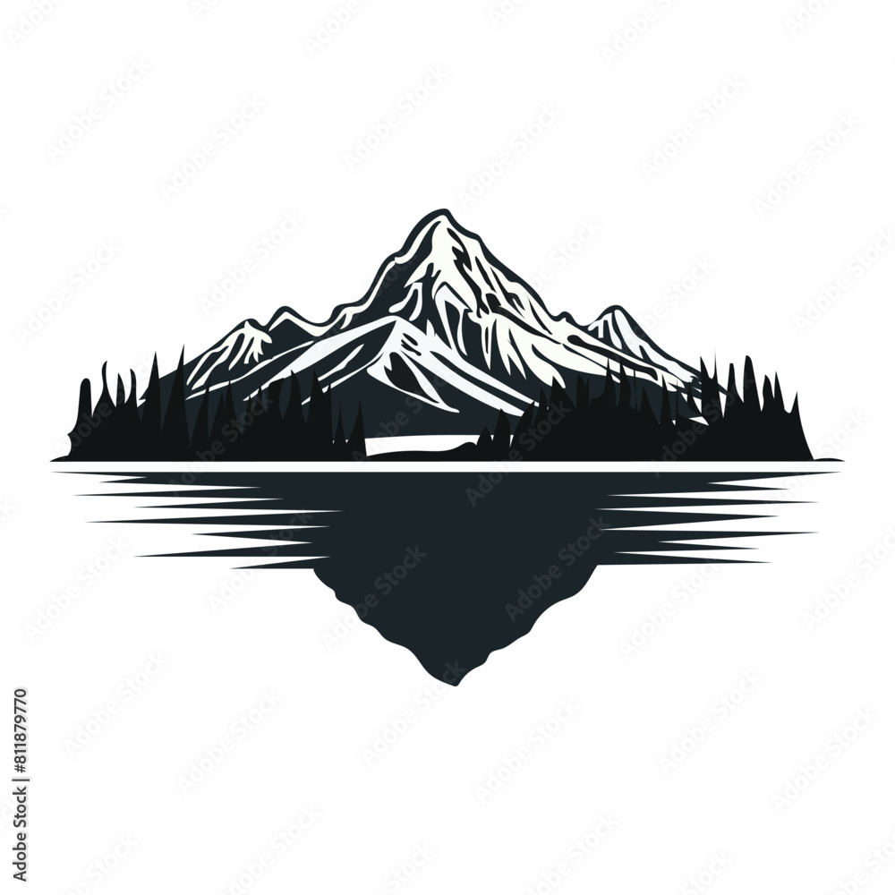 Mountain and river logo template. mountains vector icon Mountain and river logo template. mountains vector icon