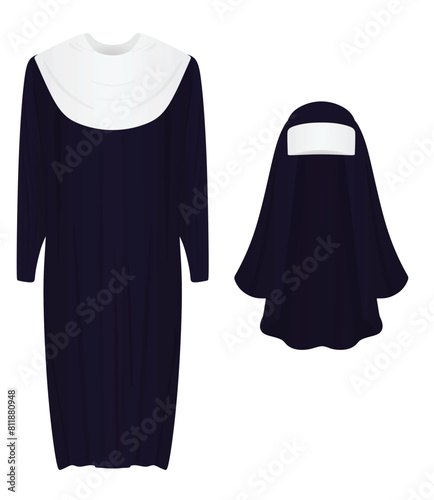 Catholic nun uniform. vector illustration