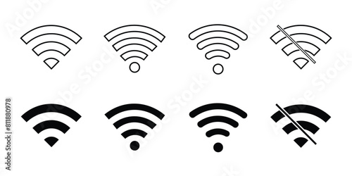 wi-fe icons set and stock vector illustration. wifi symbol. wifeless simple icons vector.