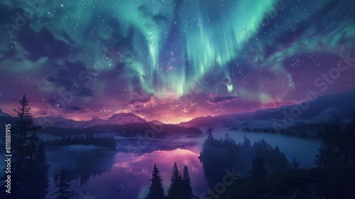 Craft a poem celebrating the ethereal allure of the Aurora borealis as observed in the picturesque landscapes of Oregon, portrayed in mesmerizing 8K imagery © worawut
