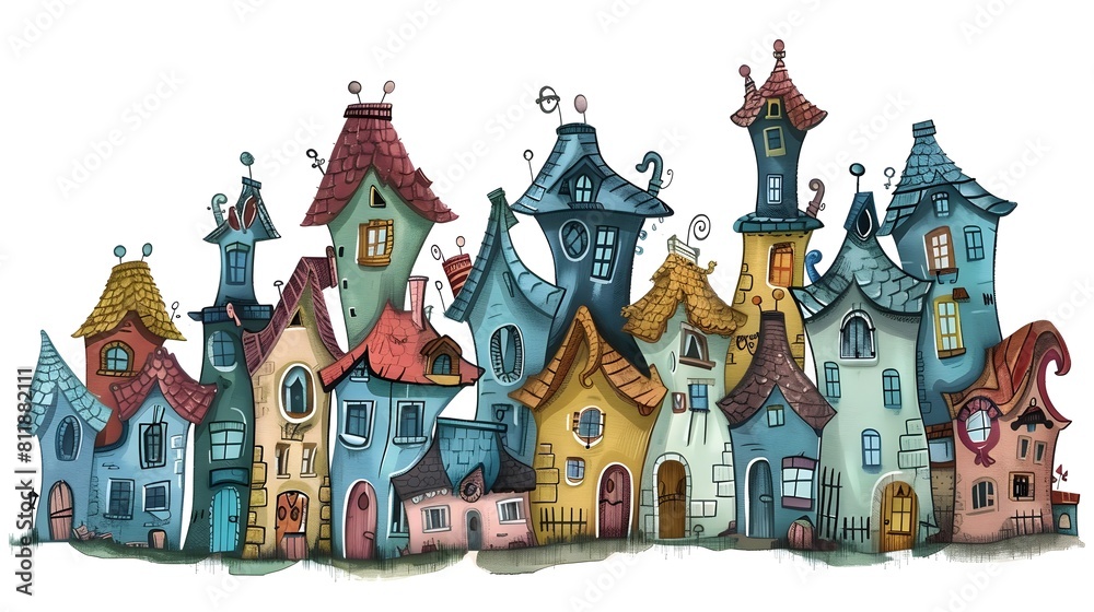 Charming Fairytale Village with Whimsical Architectural Designs and Vibrant Color Palette