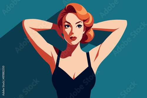 Redheaded woman in a stylish pose, exuding confidence