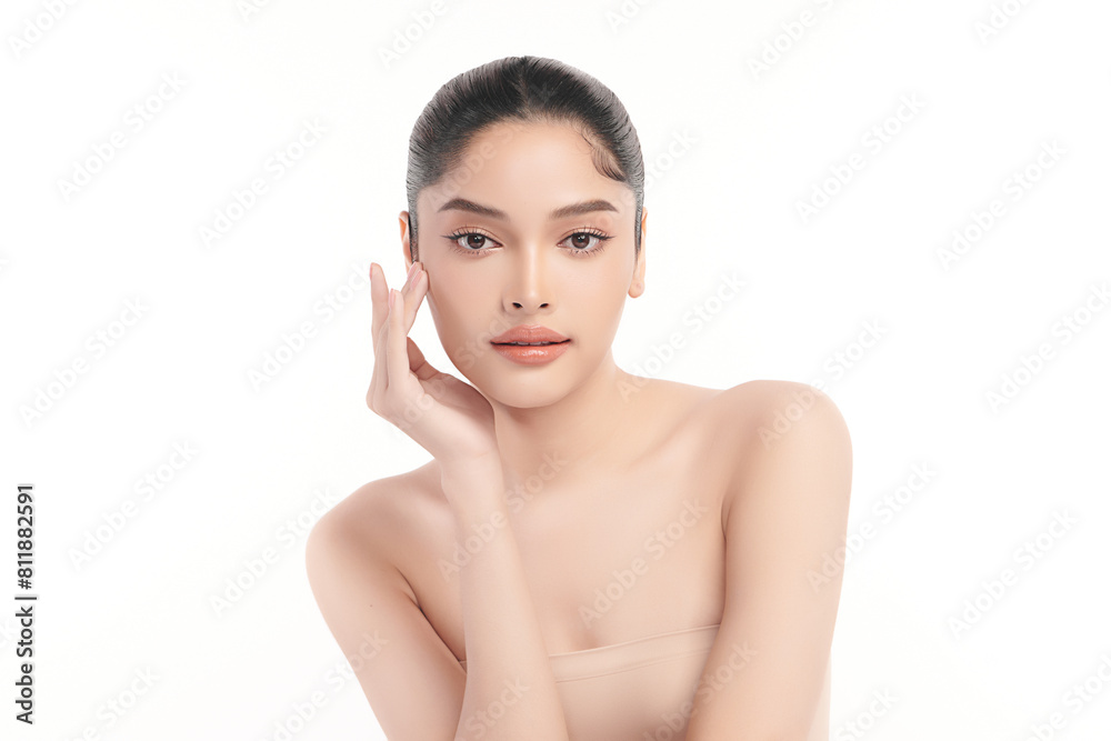 Beautiful Young transgender woman with clean fresh skin on white background, Face care, Facial treatment, Cosmetology, beauty and spa, transgender women portrait. Beautiful Young transgender woman with clean fresh skin on white background, Face care, Facial treatment, Cosmetology, beauty and spa, transgender women portrait.
