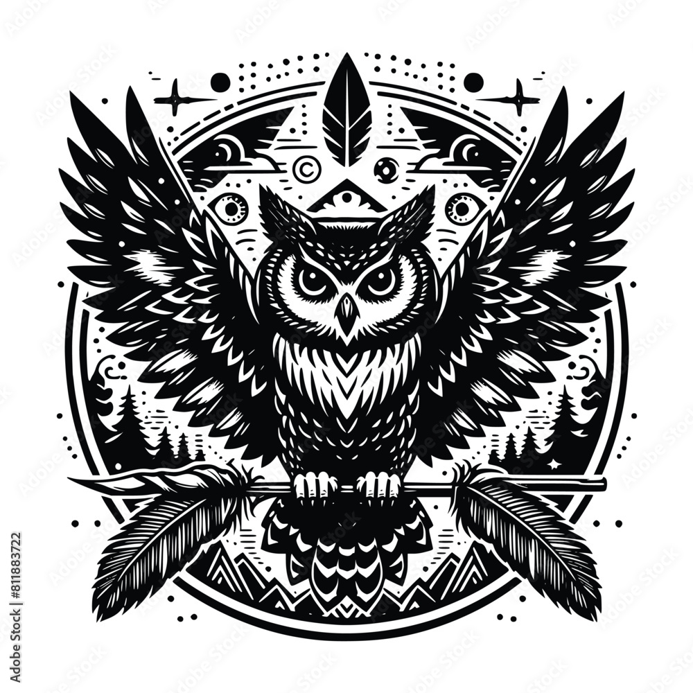 black owl vector illustrator, white background. can be used for emblem, t-shirt, marchendise and more black owl vector illustrator, white background. can be used for emblem, t-shirt, marchendise and more