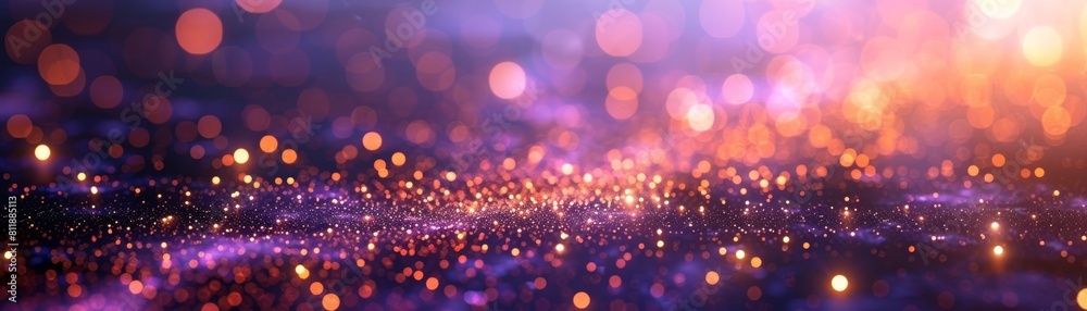 Seamless computer-generated animation featuring shimmering specks and blurred lights drifting on a lavender backdrop
