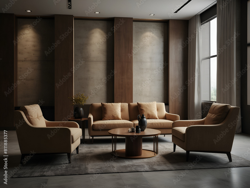 Beautiful lobby with armchairs interior design illustration Beautiful lobby with armchairs interior design illustration