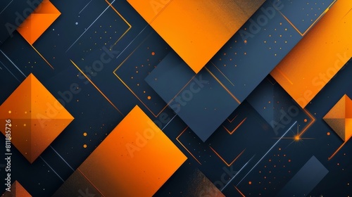 A dark blue geometric pattern with orange accents gives a modern and dynamic look to your presentation design. Ideal for business, corporate events, organizations, parties, seminars, and talks.