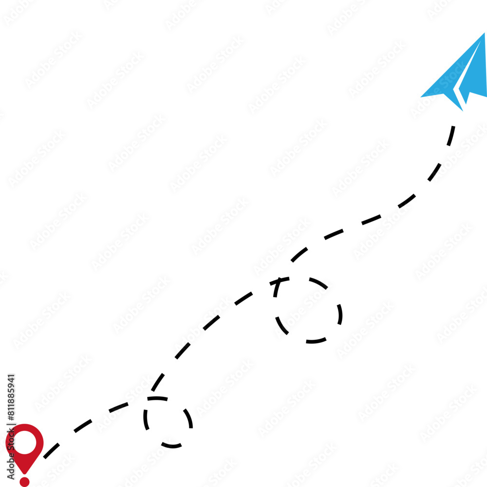 Obraz premium Paper Plane Dotted Line