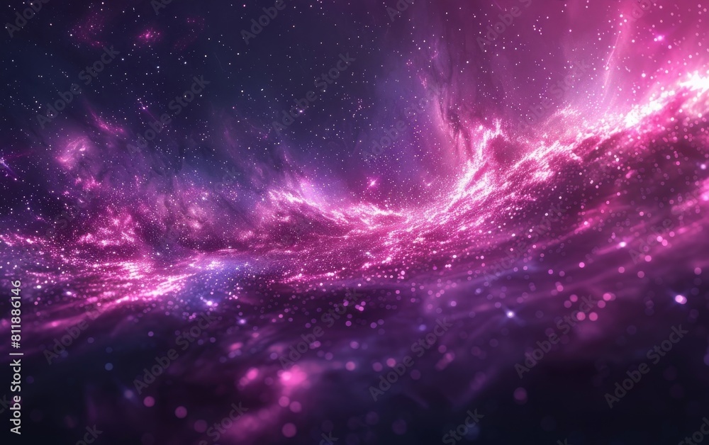 Cosmic Space Scene with a Contemporary Twist. Modern Magenta and Lavender Advertisement.