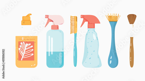 Brush cleaner in plastic bottle. Paintbrush restorer photo