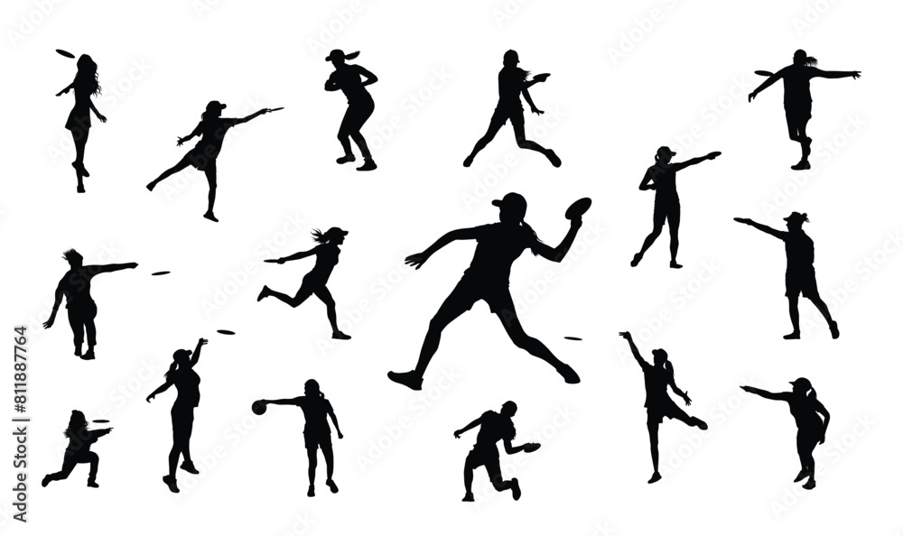 Female disc golf player silhouette Female disc golf player silhouette
