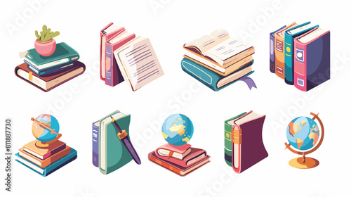 Bundle of education text books vector illustration de