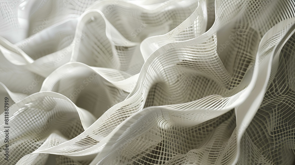 White crumpled nylon fabric with a fishnet pattern. White crumpled nylon fabric with a fishnet pattern.