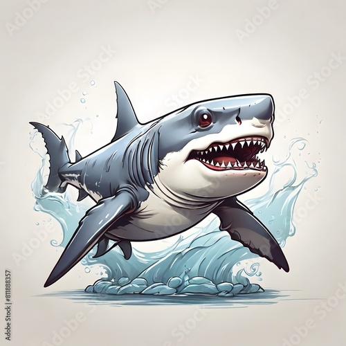 a cartoon shark in a white background