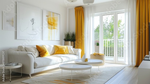 Bright White and Yellow Living Room for Cheerful Home Decor and Design Inspiration