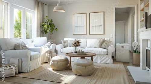 Light and Airy White Living Room with Simple Elegance  Ideal for Luxury Home Magazines