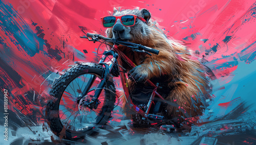 Abstract Groundhog in Retro Sunglasses